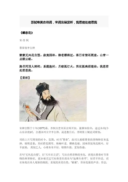 苏轼《蝶恋花》赏析