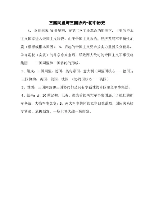 三国同盟与三国协约-初中历史