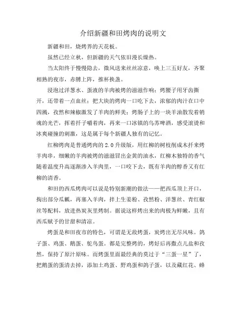 介绍新疆和田烤肉的说明文