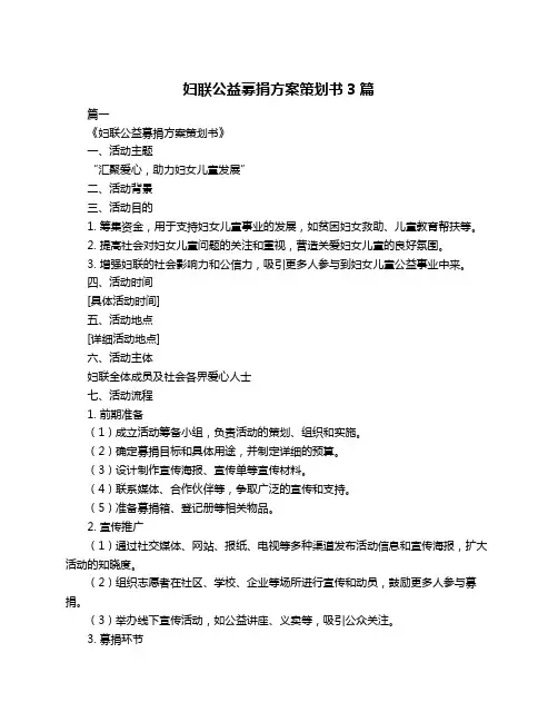 妇联公益募捐方案策划书3篇