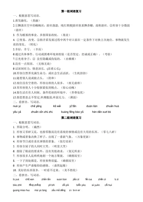 人教版小学语文六年级下册词语复习 (1)