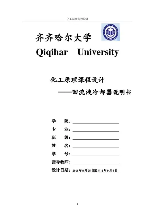 2014化工课程 循环水冷却系统