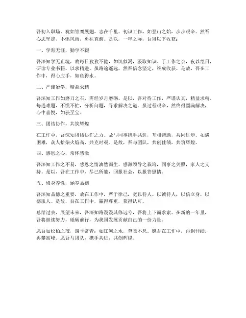个人工作总结古文