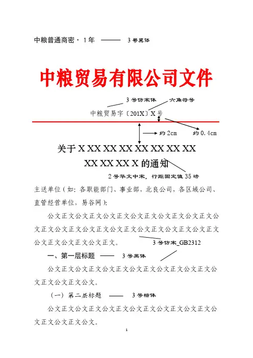 中粮贸易文件发文格式(说明版)