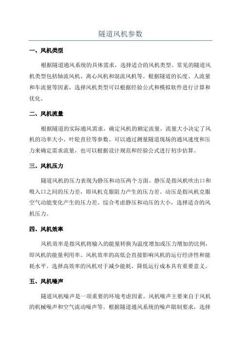 隧道风机参数