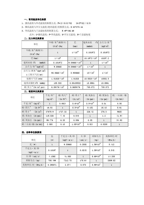 单位换算全
