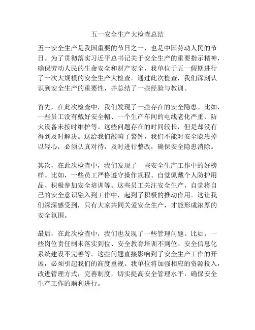 五一安全生产大检查总结