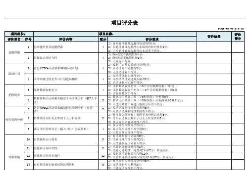 PDCA项目评分表