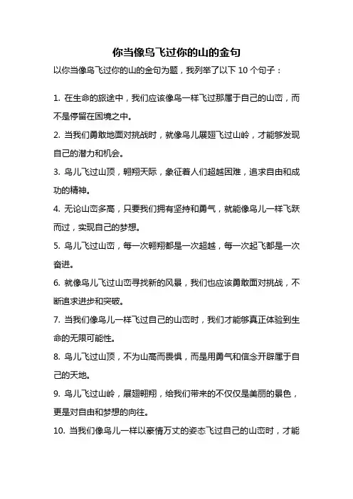 你当像鸟飞过你的山的金句