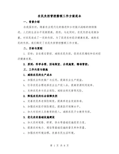 农民负担管控整顿工作方案范本(三篇)