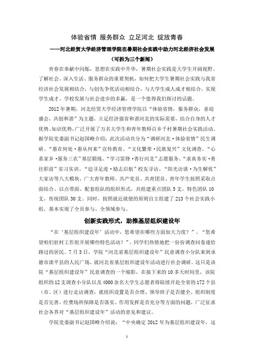 体验省情 服务群众 立足河北 绽放青春