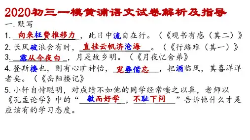 2020初三一模黄浦语文卷解析及指导 