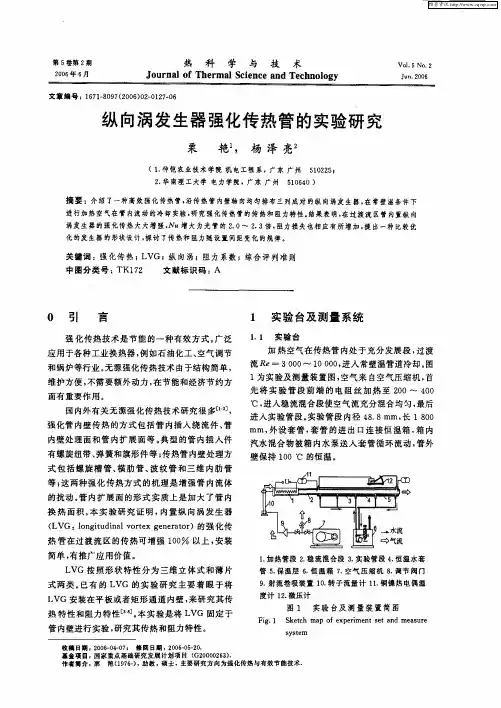纵向涡发生器强化传热管的实验研究