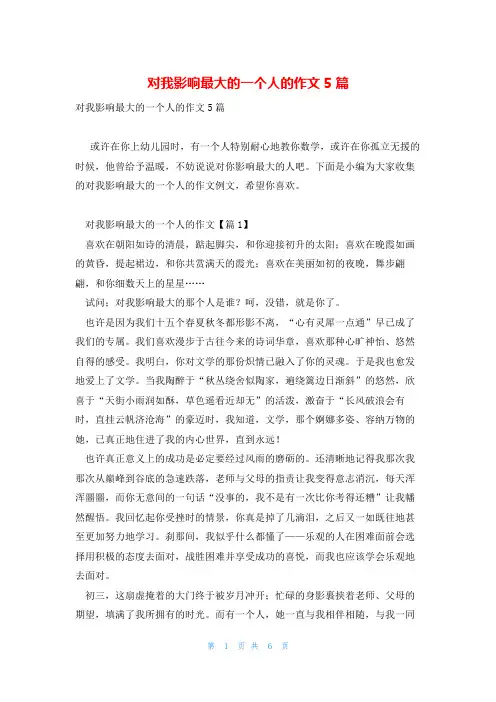 对我影响最大的一个人的作文5篇