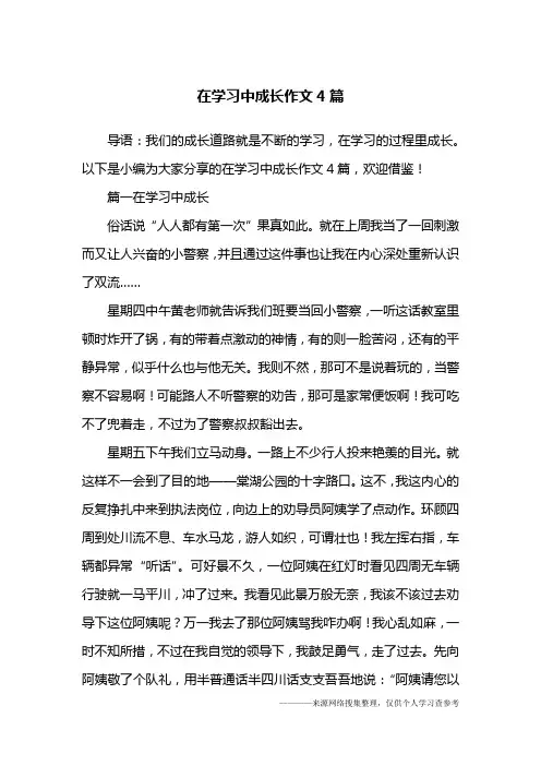在学习中成长作文4篇