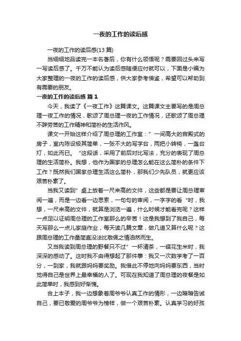 一夜的工作的读后感