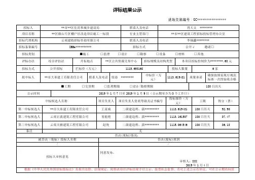 评标结果公示【模板】