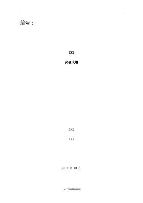 XXX项目试验大纲格式