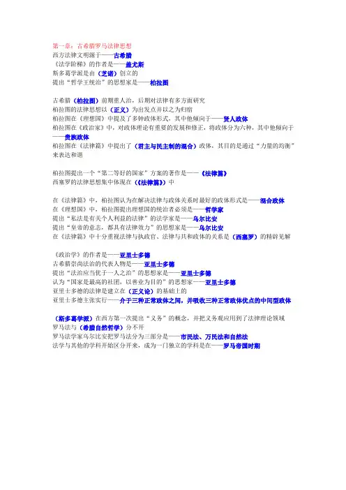 西方法律思想史(单选题)
