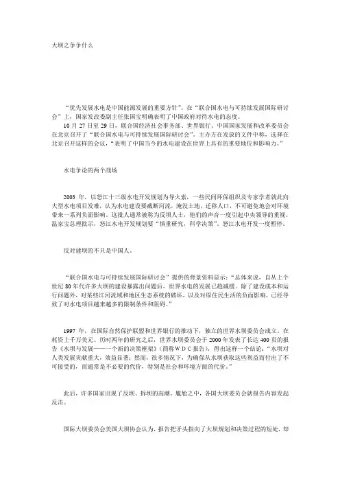 大坝之争争什么