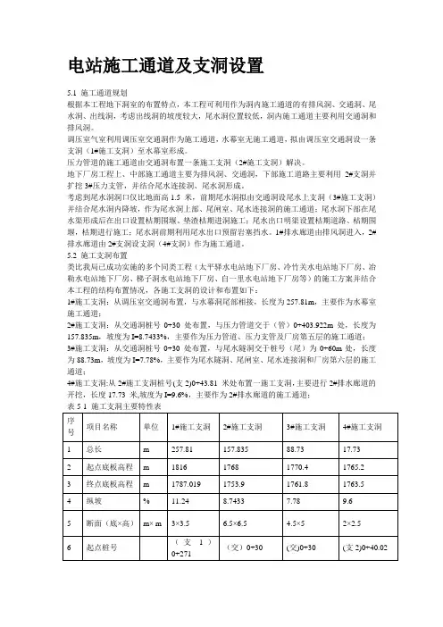 电站施工通道及支洞设置