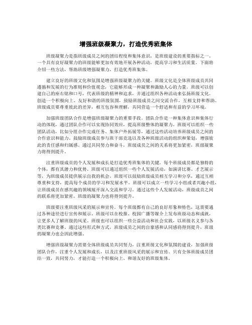 增强班级凝聚力,打造优秀班集体