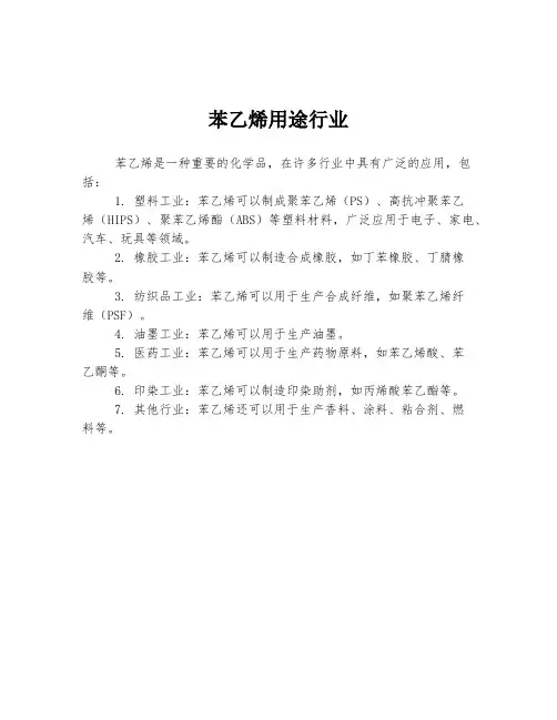 苯乙烯用途行业