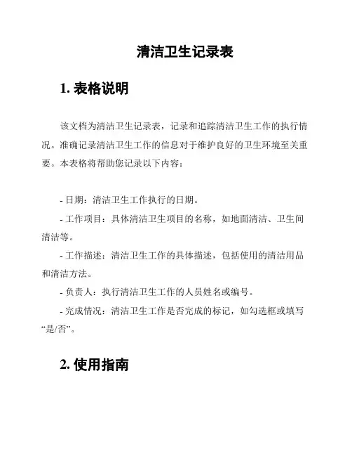 清洁卫生记录表