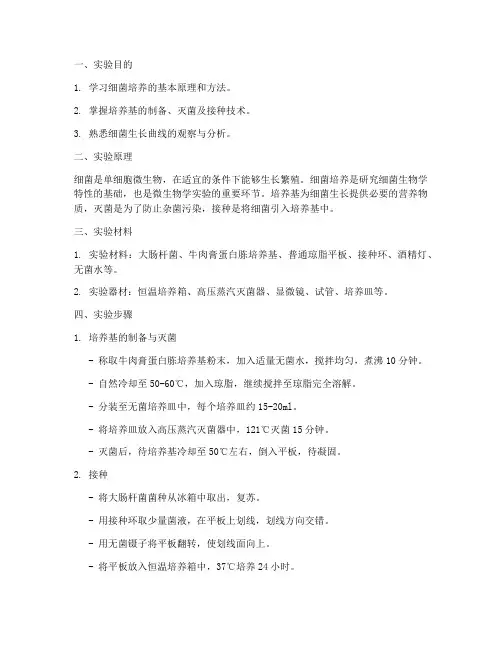细菌的培养实验报告