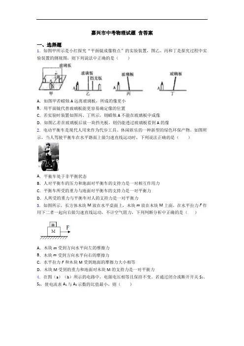 嘉兴市中考物理试题 含答案