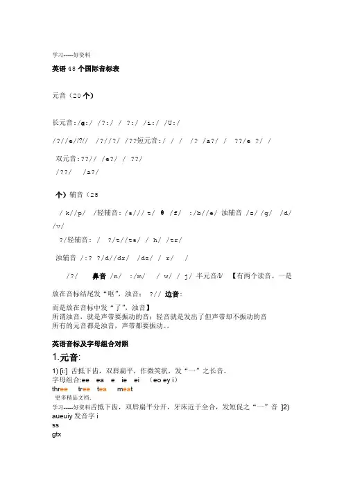 48个国际英语音标发音表