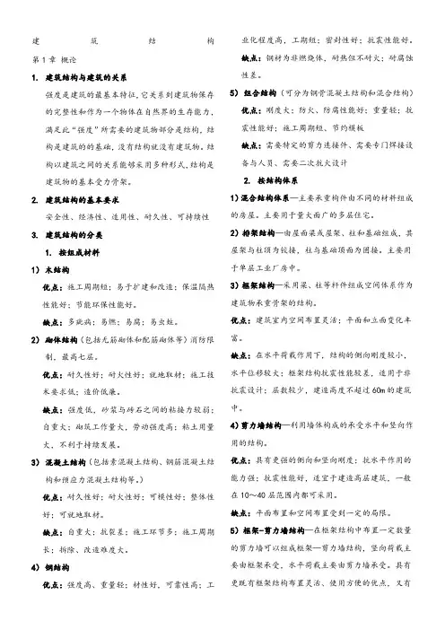 建筑结构选型知识点(全)