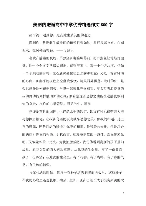 美丽的邂逅高中中学优秀精选作文600字