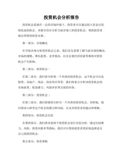 投资机会分析报告