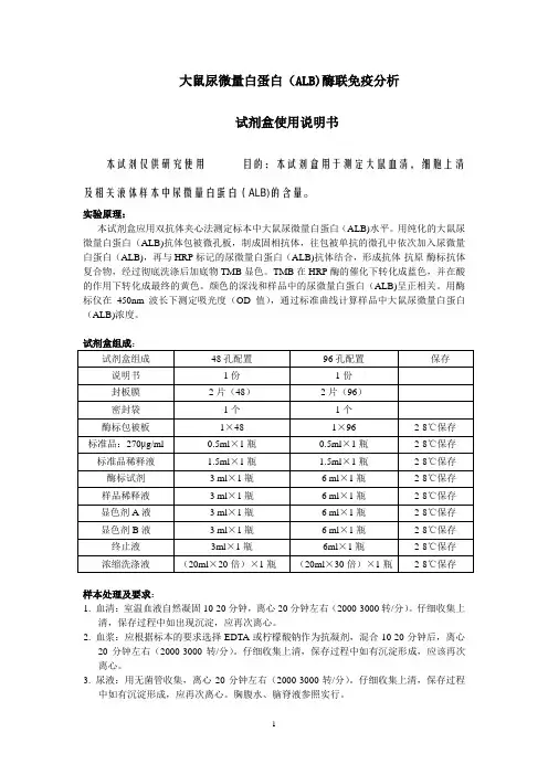 大鼠尿微量白蛋白(ALB)说明书