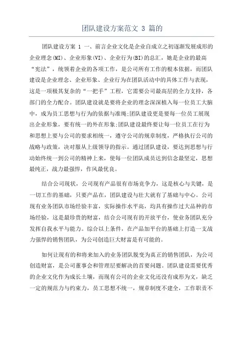 团队建设方案范文3篇的