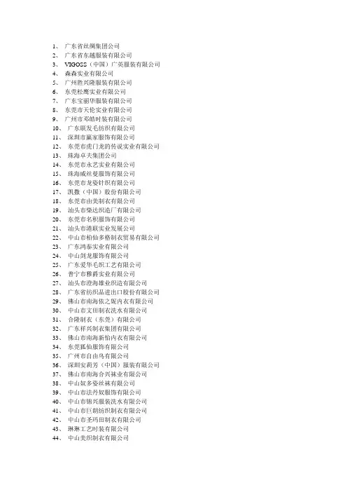 广东服装500强