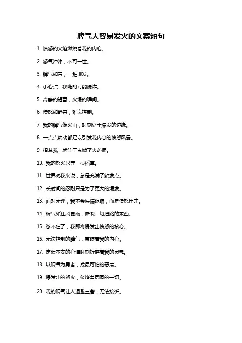 脾气大容易发火的文案短句