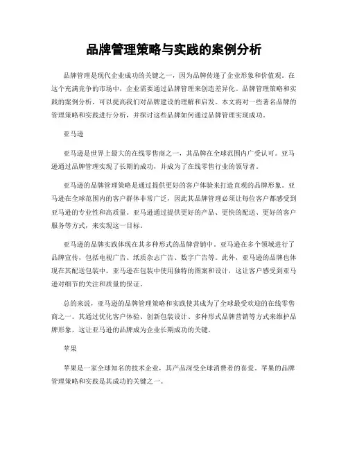 品牌管理策略与实践的案例分析