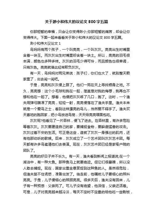 关于渺小和伟大的议论文800字五篇
