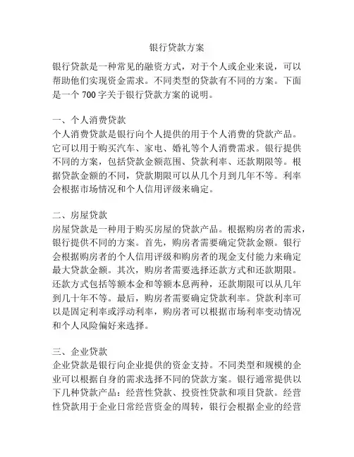 银行贷款方案