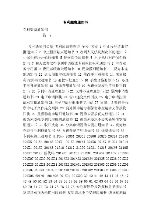 专利缴费通知书