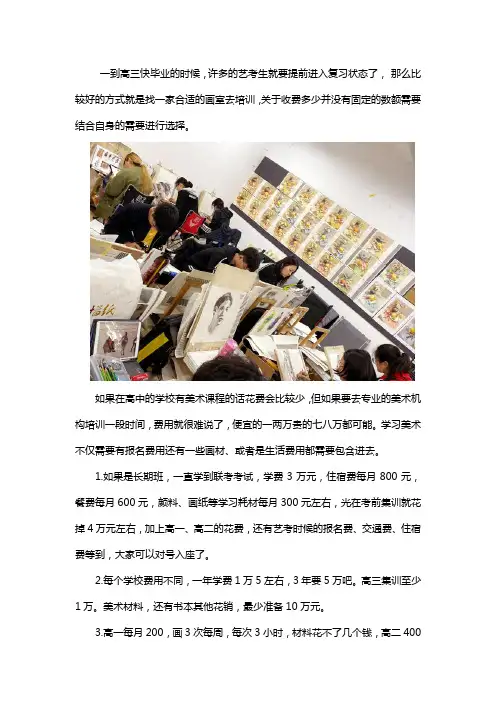 高中学美术需要花多少钱