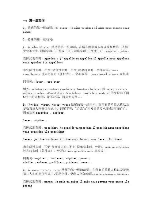 法语动词变位总结