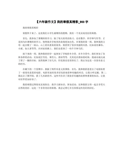 【六年级作文】我的寒假真精彩_900字