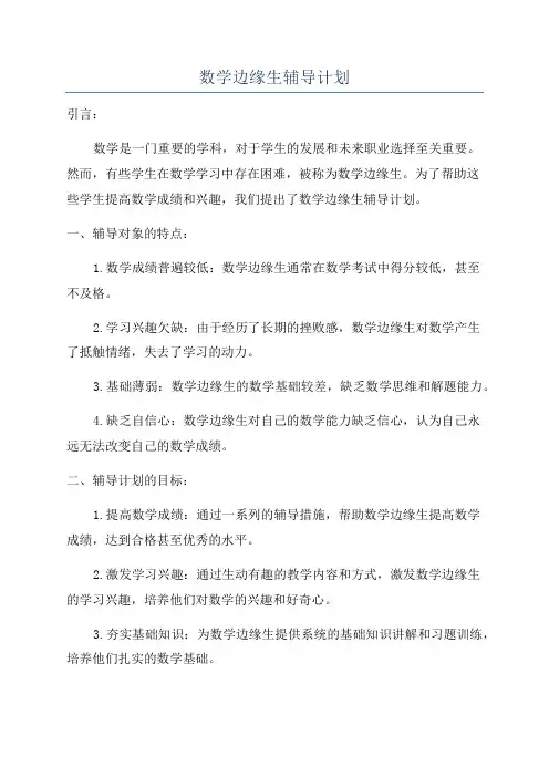 数学边缘生辅导计划