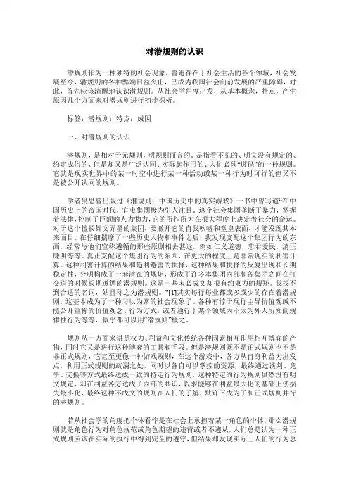 对潜规则的认识