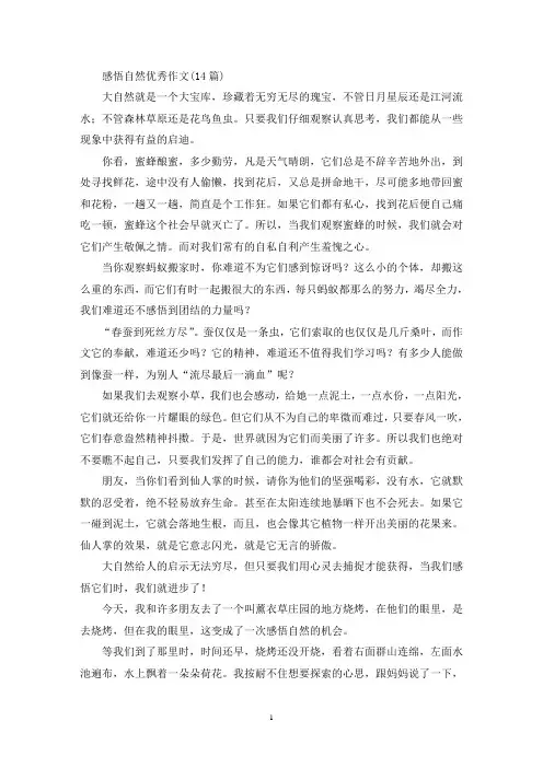 感悟自然优秀作文(14篇)(精选)