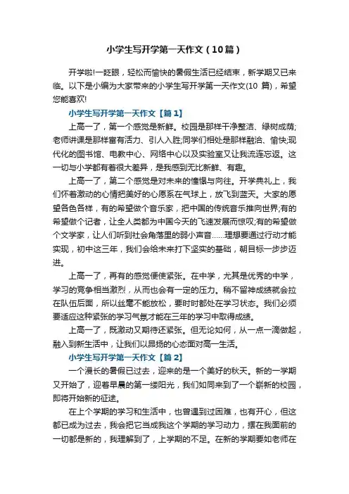 小学生写开学第一天作文（10篇）
