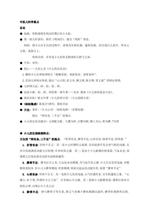 中医儿科学-重点-复习整理